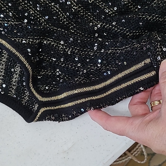Chico's Black & Gold Striped Sweater with Sequins size 2 (Large) - Picture 7 of 9
